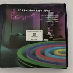 RGB LED Neon Rope Light/ 50ft/ apps & remote control/ water proof/ 50ft/ new open box/ see discription 👍👍