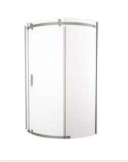Delta 38 in. W x 72 in. H Round Sliding Frameless Corner Shower Enclosure in Stainless with Clear Glass
