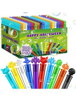 300 PCS Halloween Mini Bubble Wands, Halloween Party Favors for Kids, Bubble Wand Bulk for Goodie Bag Stuffers, Trick or Treat, Halloween School Class