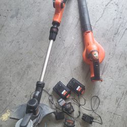 Black And Decker Weed Wacker And Blower batteries 2chargers