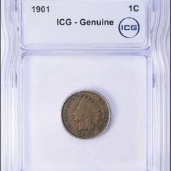 1901 Indian Head Copper Penny Certified 