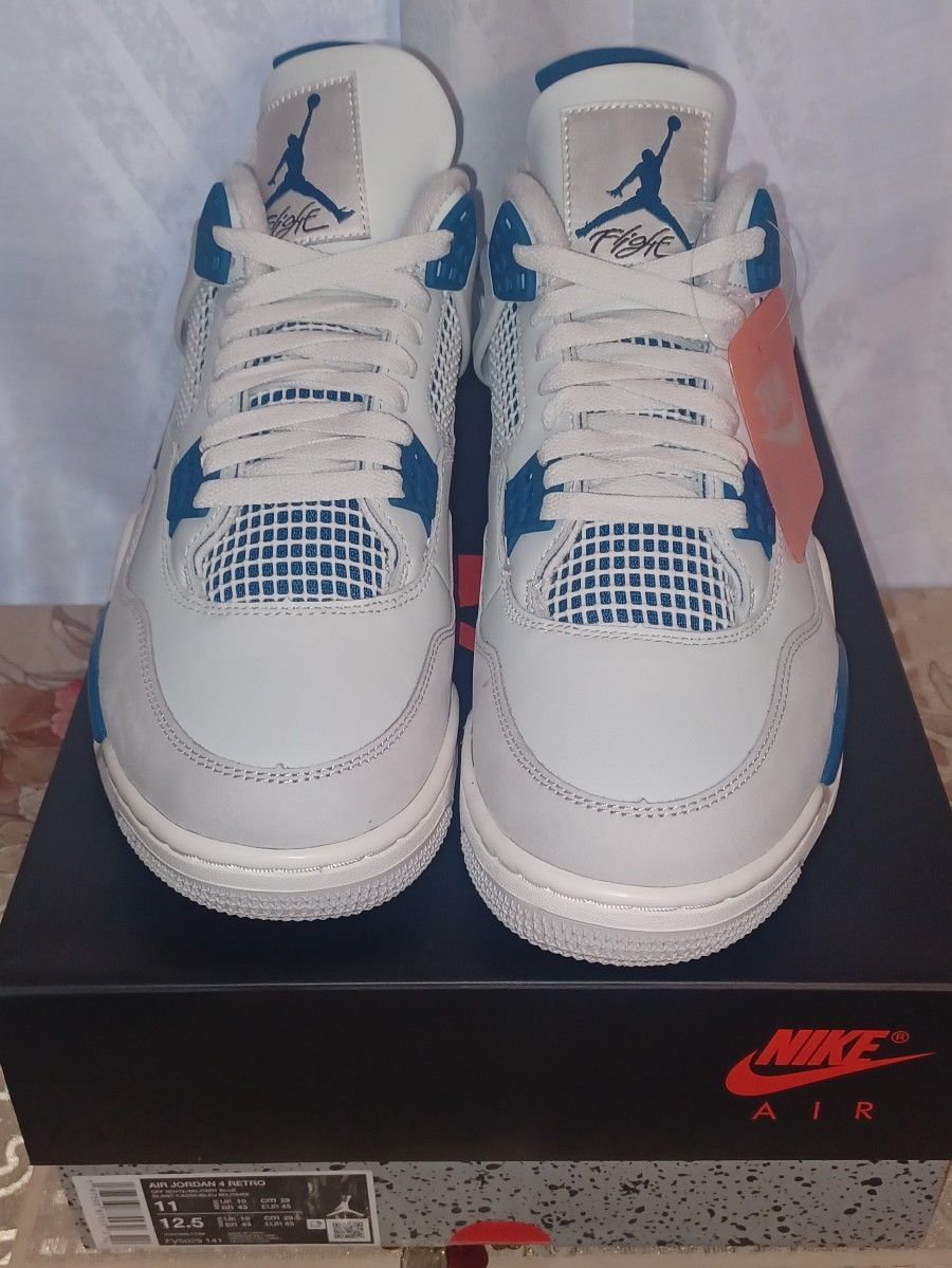 AIR JORDAN RETRO 4 MILITARY BLUE SIZE 11 DEADSTOCK NEW WITH STORE RECEIPT