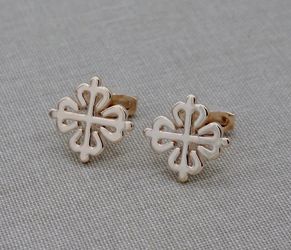 Rose Gold Plated Calatrava Cross Cufflinks Polished Formal Shirt Cuff Links