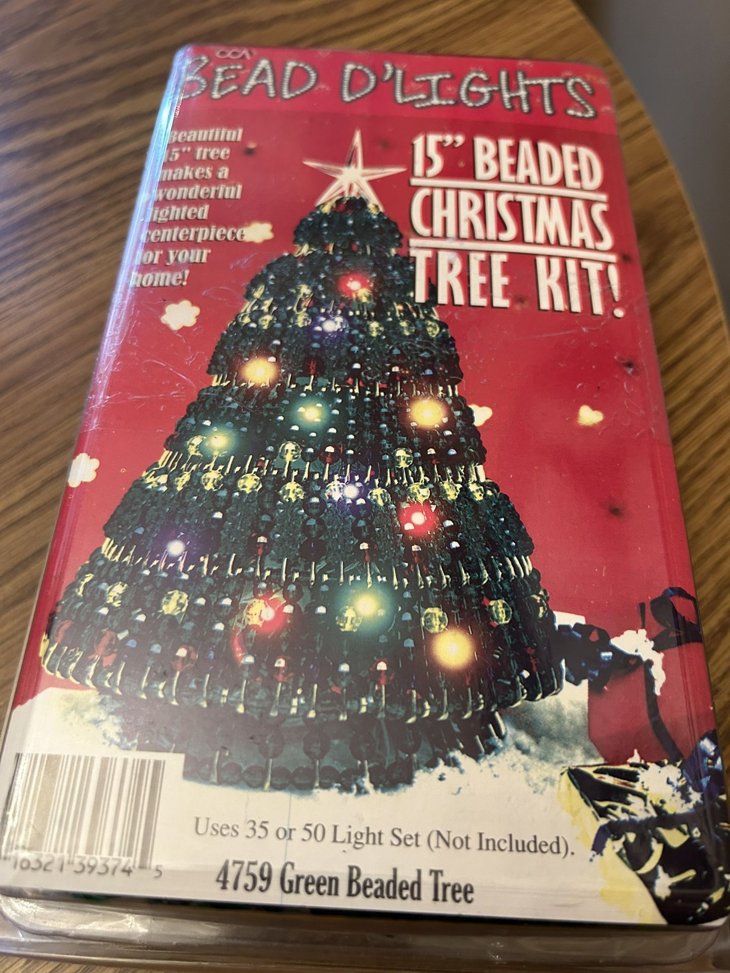 Vintage Bead D'lights 15" Beaded Christmas Tree Kit New / open package complete 