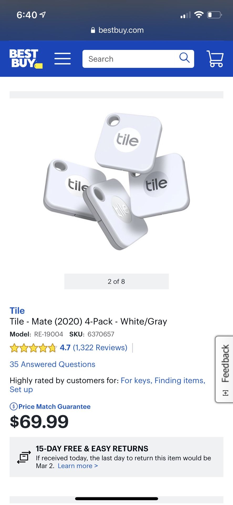 NIB Tile Mate 4 Pack