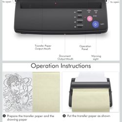 TATELF Tattoo Stencil Machine Thermal Copier Tattoo Stencil Printer for tattooing Artists (Black）