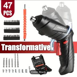 New, 47pcs Set Of 90 ° Electric Screwdrivers, Cordless Mini Drills, USB Charging, LED light