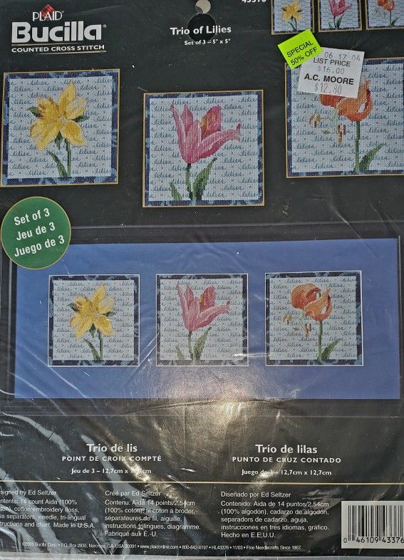 Dimensions Trio Of Lilies Kit 5x5 Each
