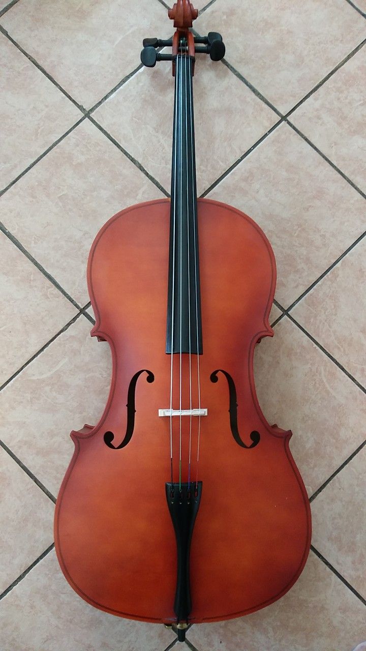 4/4 Full Size Cello with Case and Bow