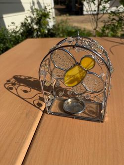 Glass Bee Metal Wire Tealight Holder & Decor