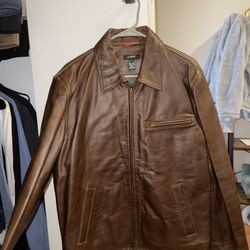 J Crew Brown Leather Jacket Medium