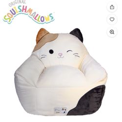 Squishmallows Official Cam Bean Bag Chair - 30 in Wide Kids Squishy Soft Chair, Cream/Brown/Black