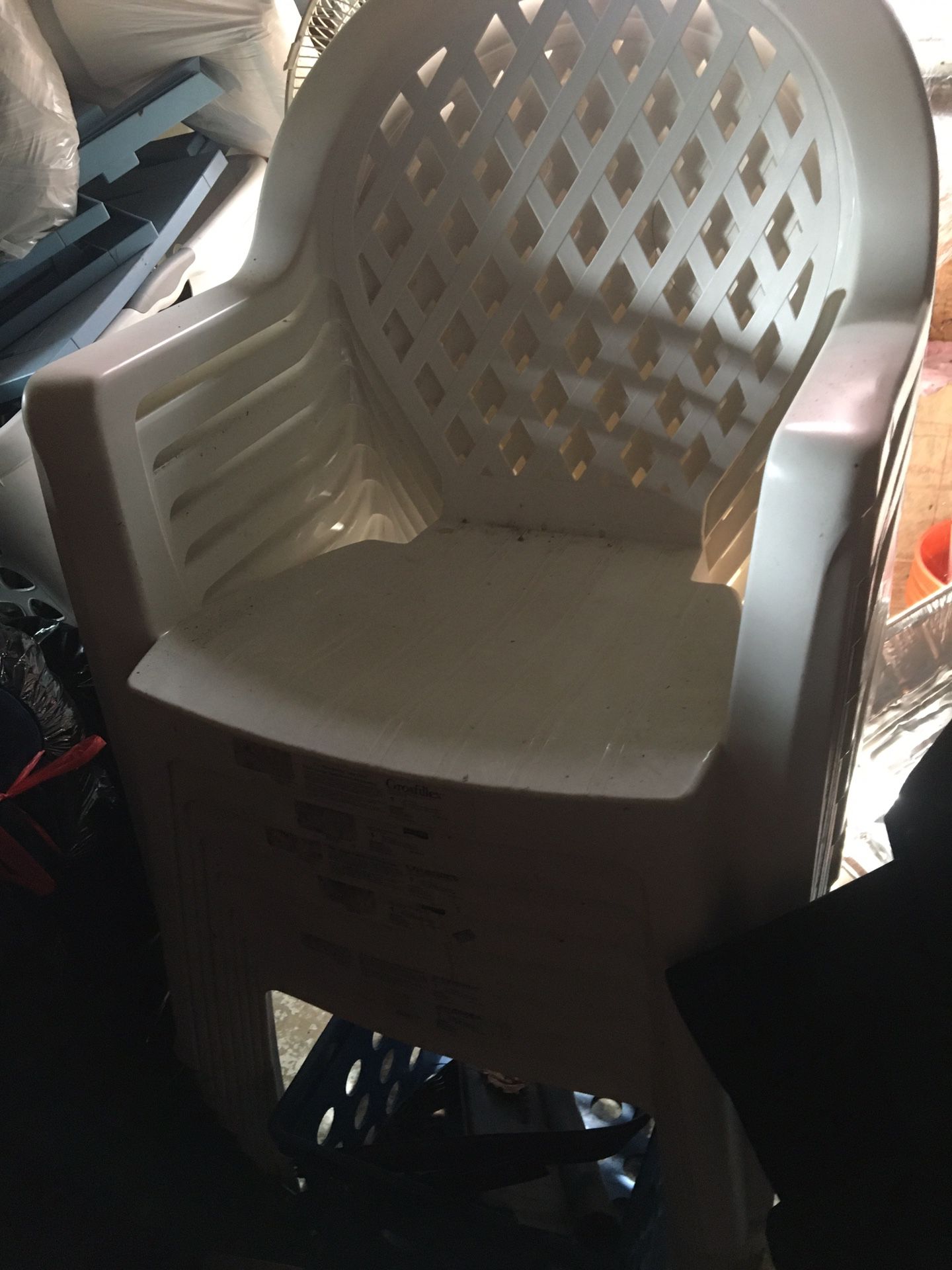 8 White Resin Chairs