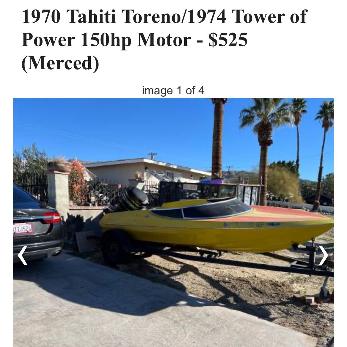 Vintage  16’ Tahiti Boat With Mercury Motor