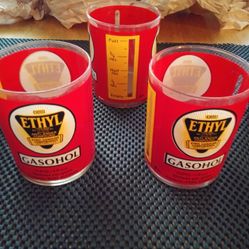 Vintage 1960s Set Of 5 Ethyl Gasohol Glasses.. No Chips Or Cracks Excellent Condition! Like New..All Sales Final.