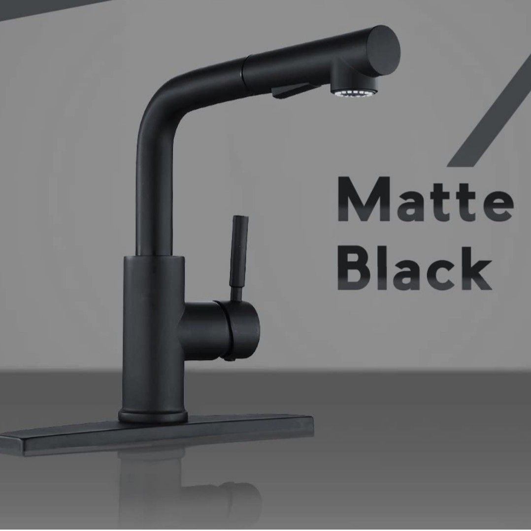Peppermint Matte Black Kitchen Sink Faucet with Pull Down Sprayer Single Lever