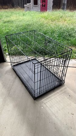 Black Wire Folding Dog Crate with Tray