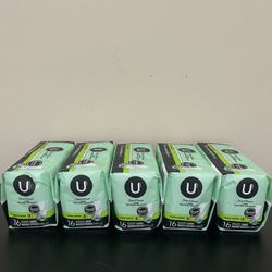 5pack U by Kotex Clean & Secure Wrapped Panty Liners, Light Absorbency, Long Length, 16 Count