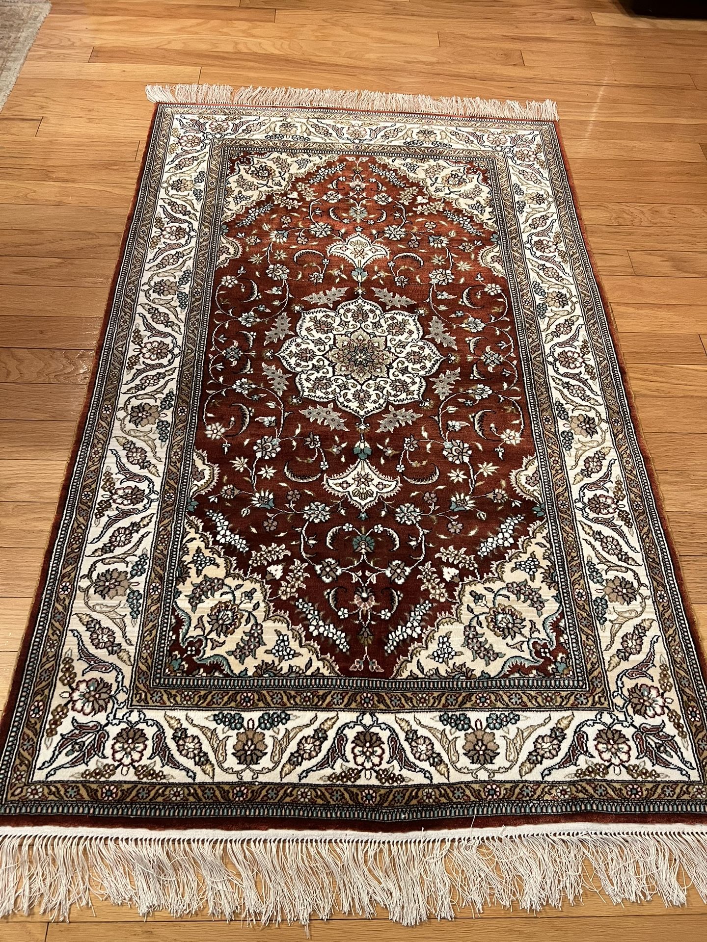 3 X 5 100% Silk Persian Hand Knotted Rug 