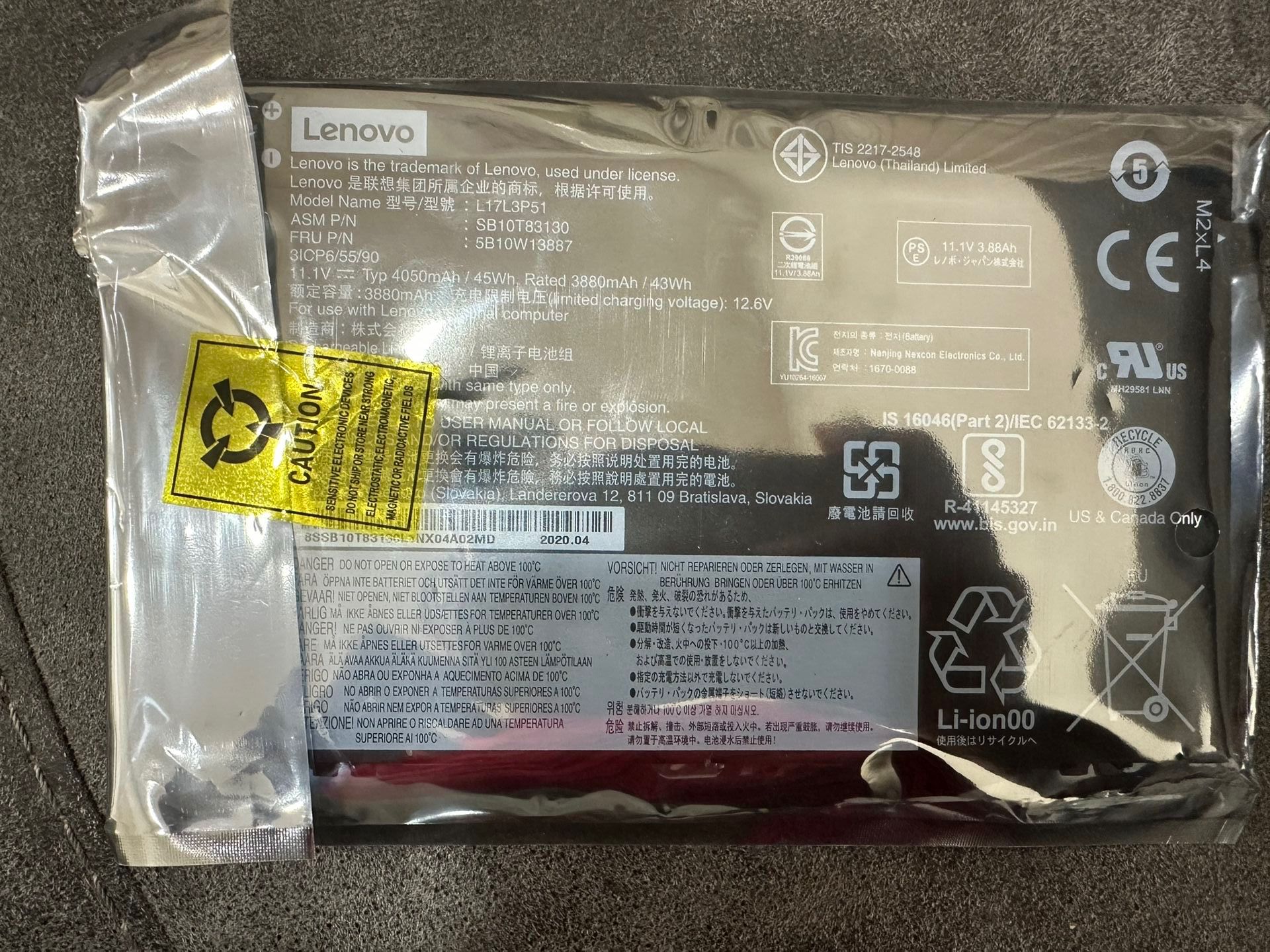 L17L3P51 L17C3P51 Battery For Lenovo ThinkPad E480 E490 E590 E580 E595 Series US