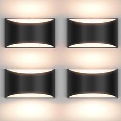 4 Pack Black Modern LED Wall Sconce, Hardwired Up and Down Indoor Wall Lights for Bedroom Living Room Hallway Kitchen, Warm White 3000K, with G9 Bulbs