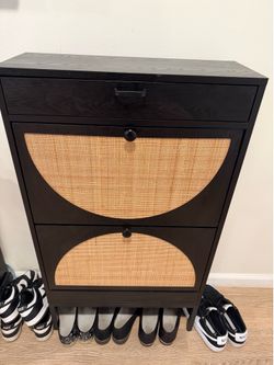 Entryway Slim Shoe Cabinet Freestanding Shoe Rack Storage Organizer