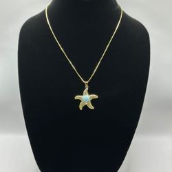 Brass Chain With Natural Latimar Stone