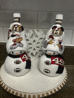 New Handmade Set Of 2 San Francisco 49ers Snowmen