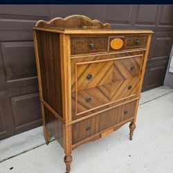 Antique Vintage Tall Wood Dresser 