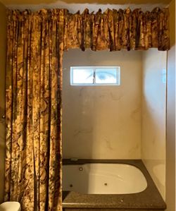 Gold Floral Curtain with Valance
