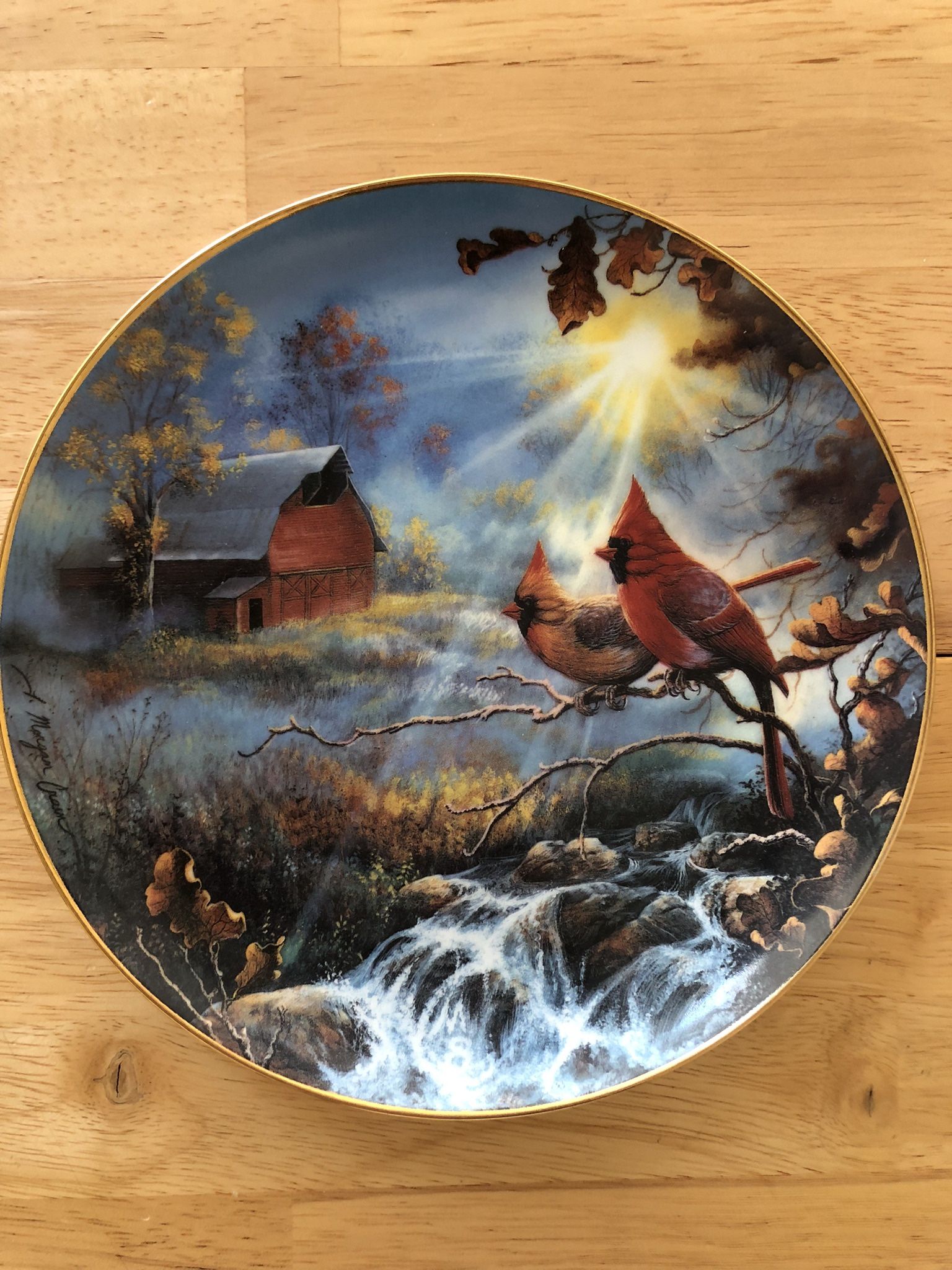 Franklin Mint Serenity at Sunrise Collector Plate – Cardinals – Limited Edition 