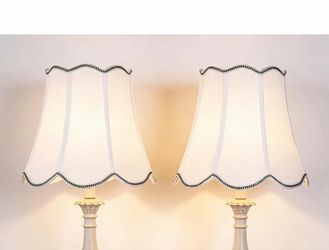 Scalloped Lamp shades set 2 White /Black