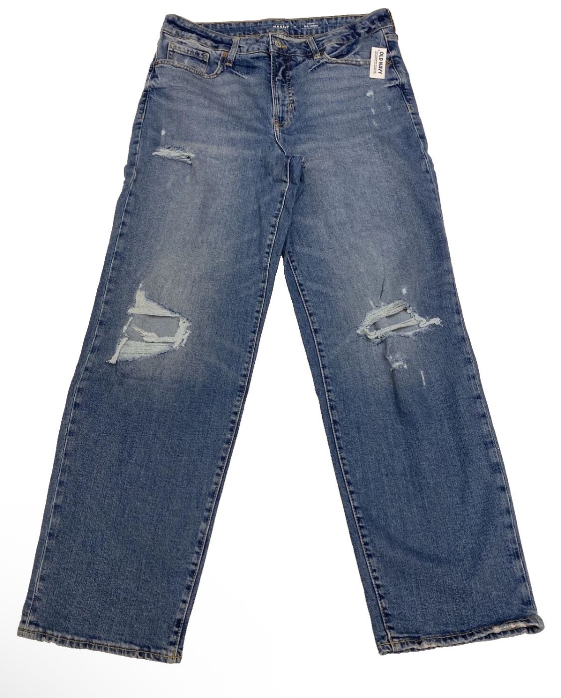 OLD NAVY HIGH-WAISTED OG STRAIGHT RIPPED JEANS WOMEN'S DAHLIA SIZE 14