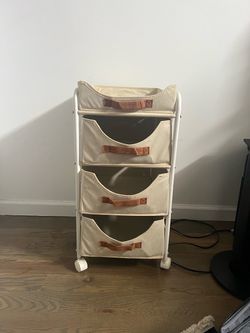 4-Drawer Rolling Storage Cart – Beige/Cream