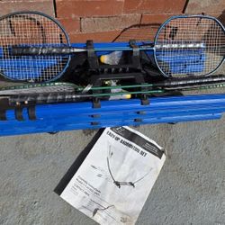 Easy Up Badminton Set, Includes (1) 5ft badminton net and pole system, (4) official size badminton rackets, (2) Shuttlecocks