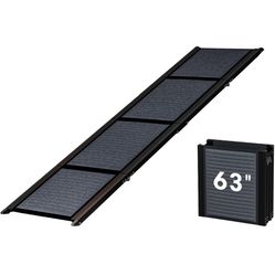 HBTower 63" Long & 17.3" Wide Folding Dog Ramp for Car, SUV & Truck – Portable Pet Ramp with Non-Slip Surface, Extra Wide Steps for Large Dogs Up to 2