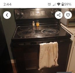 Black GE Electric Range with Glass Cooktop