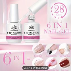 New set of 2 Born Pretty 6 in 1 Nail Glue Gel