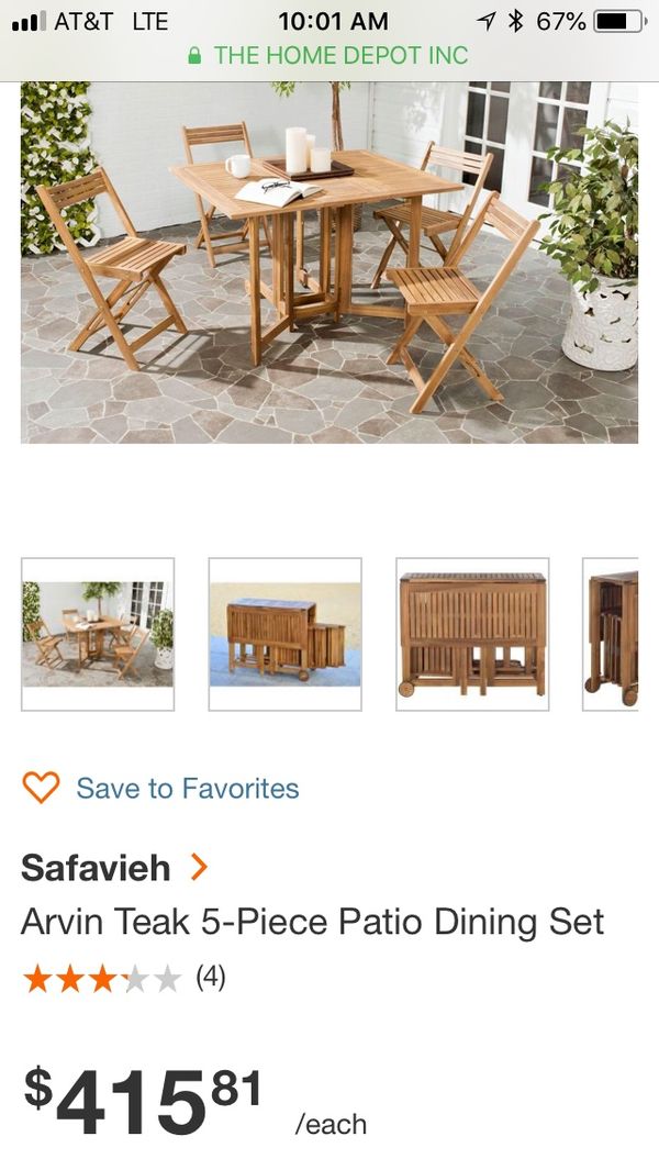 Safavieh Arvin Teak 5piece Patio Dining Set For In Fresno Ca 120