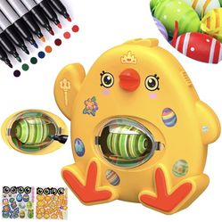 Easter Eggs Decorating Kit ,Easter Egg Decorator Kit Egg Spinner Machine Includes 8 Colorful Quick Drying Markers and 3 Plastic Eggs - Easter Basket S