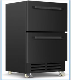23.4 in. 4.9 cu. ft. Double Drawer Fridge Weatherproof Outdoor Beverage Cooler with Wheels and adjust