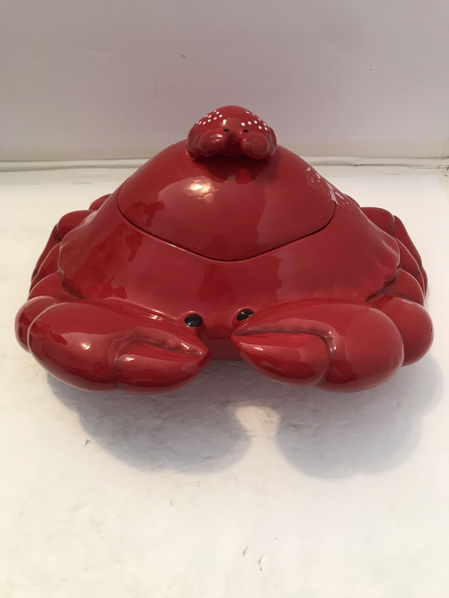 Red Crab Cookie Jar Home Studio Coastal Collection Beach Nautical Decor READ