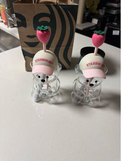 Limited edition Strawberry bear Starbucks cups