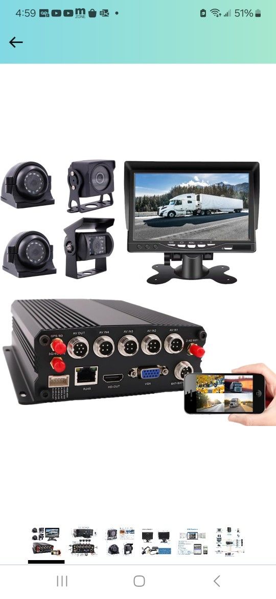 JOINLGO 4 Channel WiFi GPS 4G LTE Cellular 1080P Vehicle Bus CCTV DVR Video Recorder Kit Remote View on APP/Web 4 Side Front Rear View IP68 Backup Cam