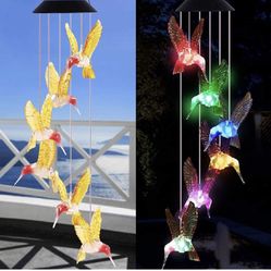 LED Solar Wind Chimes Light Garden Color Changing Hanging Butterfly Decorative