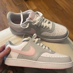 White, Grey, Pink Nikes  9 1/2