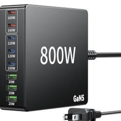 800W USB C Charger Block Charging Station 8 Port Fast GaN Chager 140W 160W PD PPS HUB for Laptop MacBook Charger Compatible with MacBook Pro/Air/All i