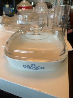 Vintage CorningWare Blue Cornflower Casserole & Saucepan Set with Lids (3 Dishes, 3 Lids) 3 Set