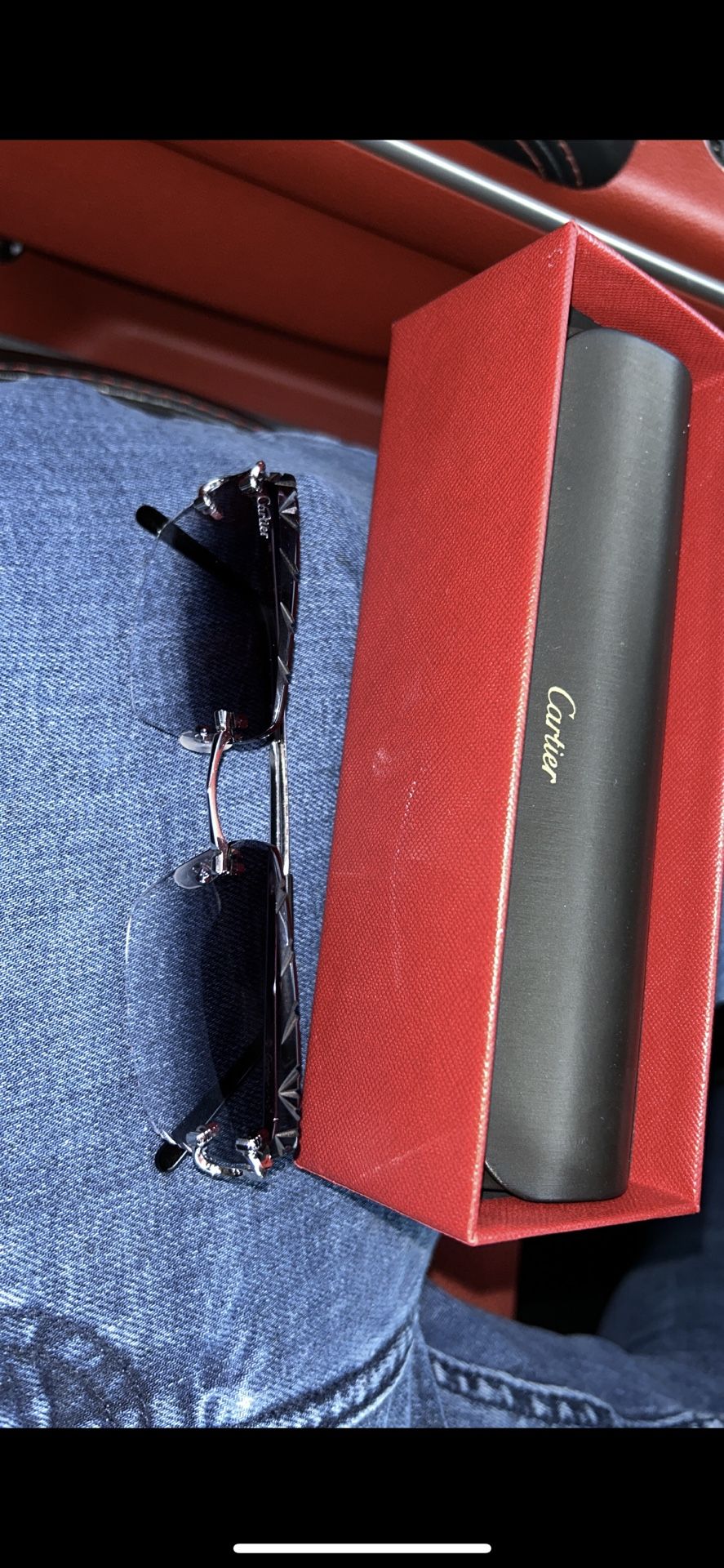 Cartier Frames Authentic Diamond Cut Dark Tint