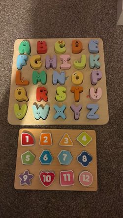 Wooden alphabet and numbers